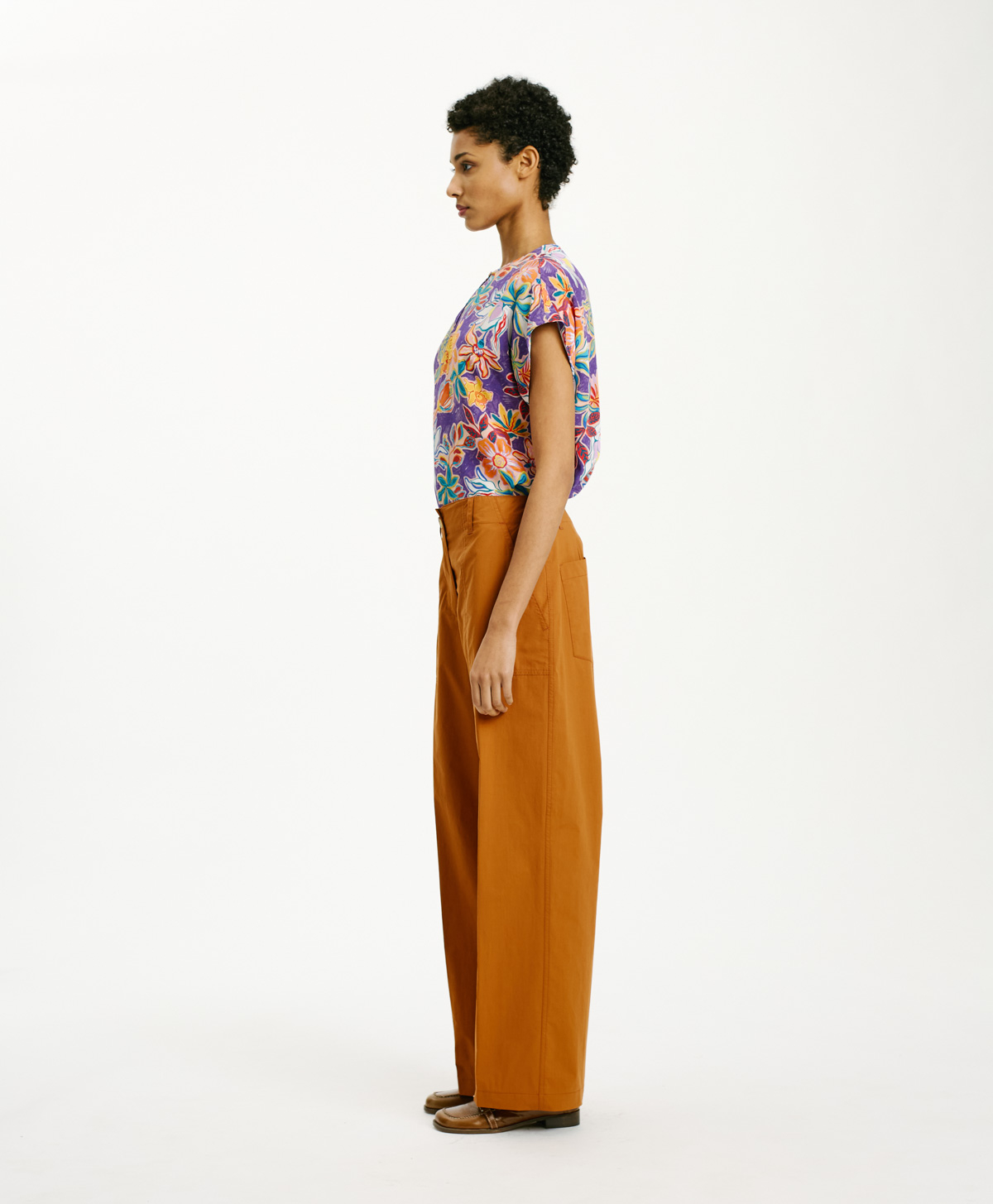HIBISCUS PANTS IN POPLIN - RUST - Momonì