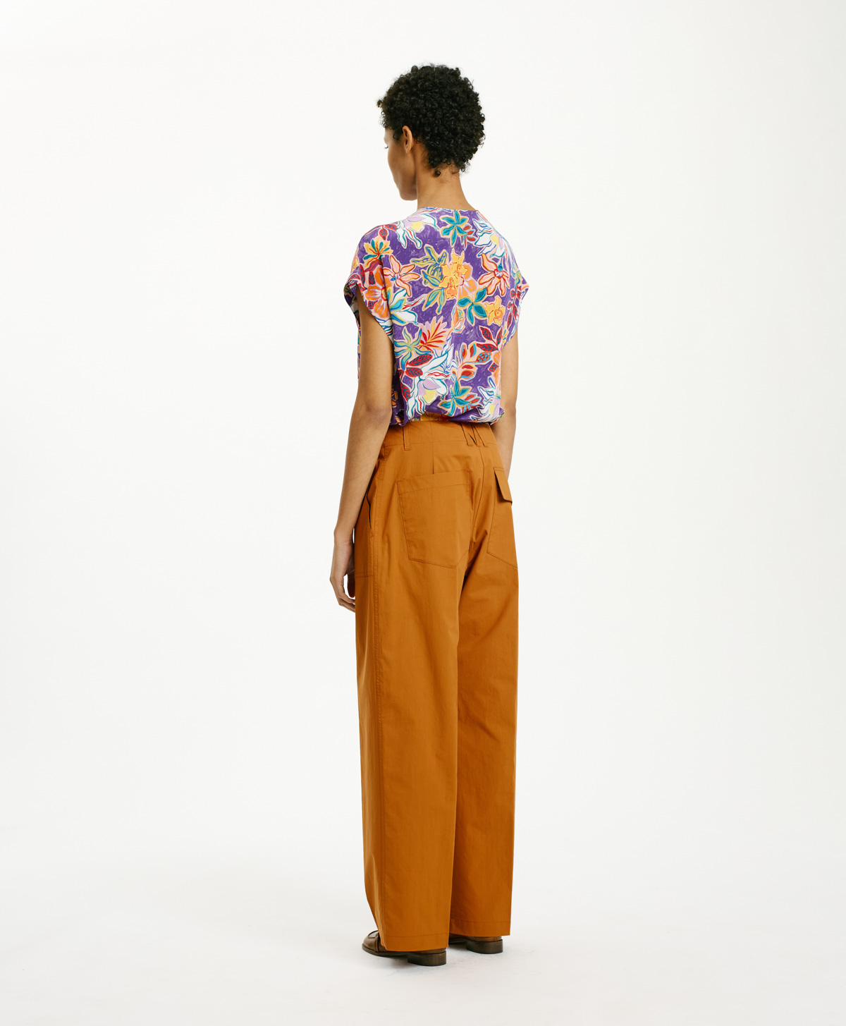 HIBISCUS PANTS IN POPLIN - RUST - Momonì