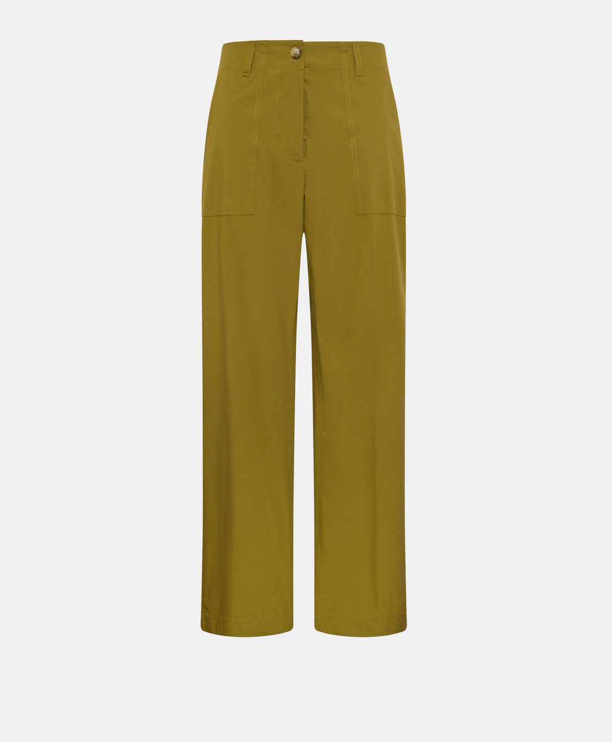 PANTALON HIBISCUS EN POPELINE STRETCH - VERT MATCHA - Momonì