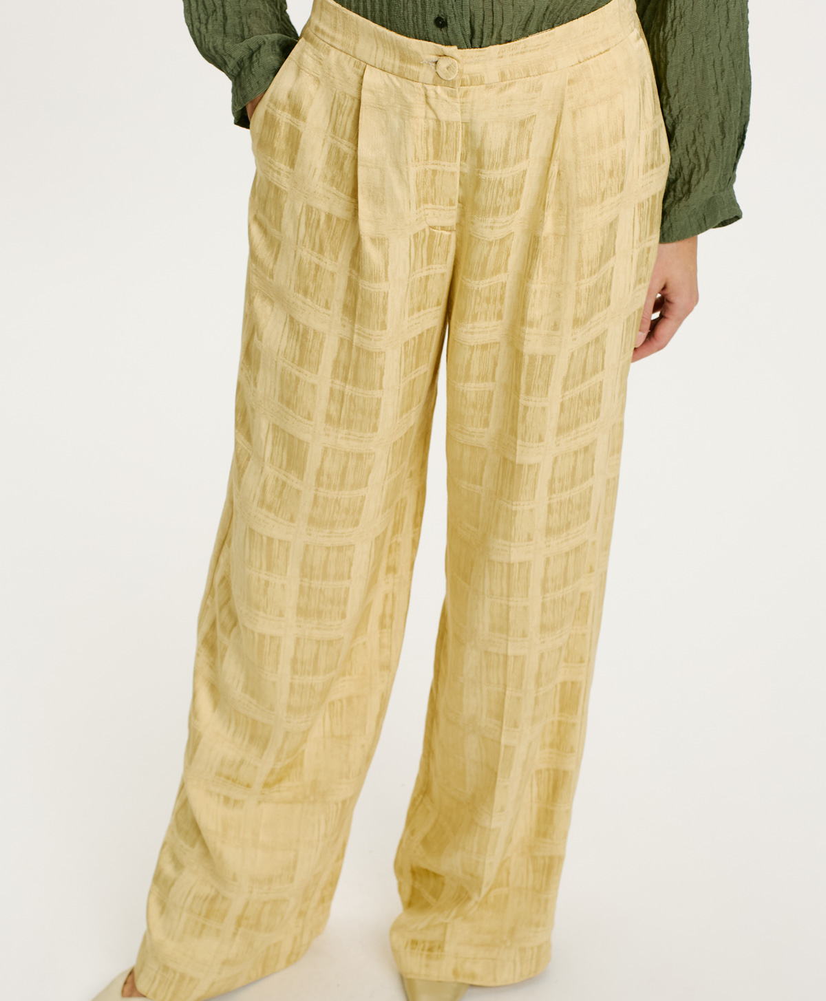 PANTALON LEBLON EN JACQUARD DE VISCOSE - VANILLE - Momonì