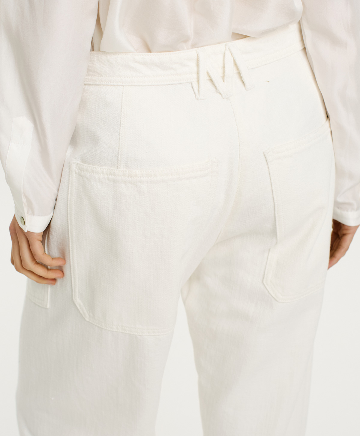 MACAO PANTS IN DENIM - CREAM - Momonì