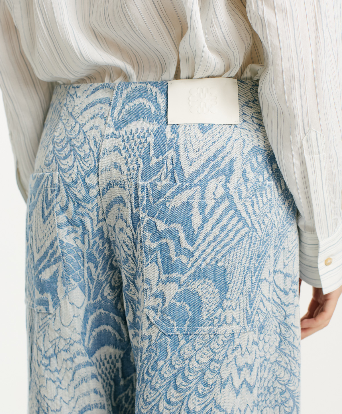 PANTALON MARABA EN DENIM JACQUARD - BLEU CLAIR - Momonì