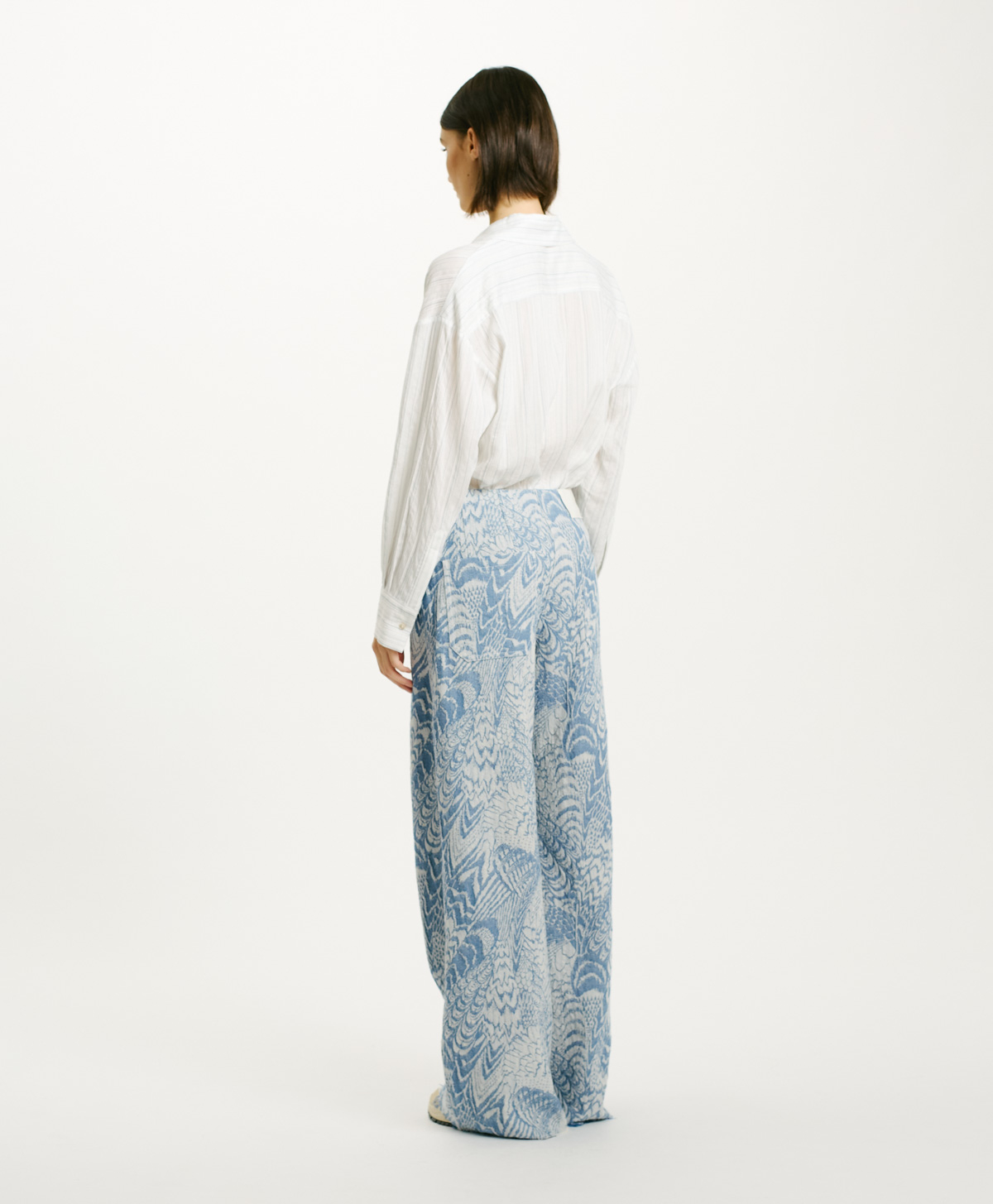 PANTALON MARABA EN DENIM JACQUARD - BLEU CLAIR - Momonì