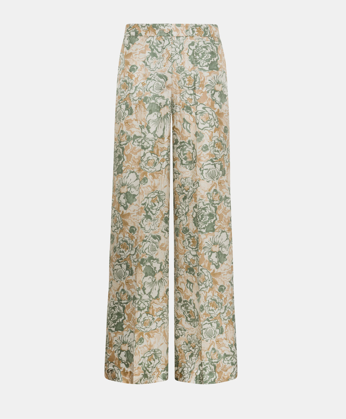 PANTALONI CANDEO IN TWILL DI SETA STAMPATA - TABACCO/ACQUA MARINA - Clothing - Momonì