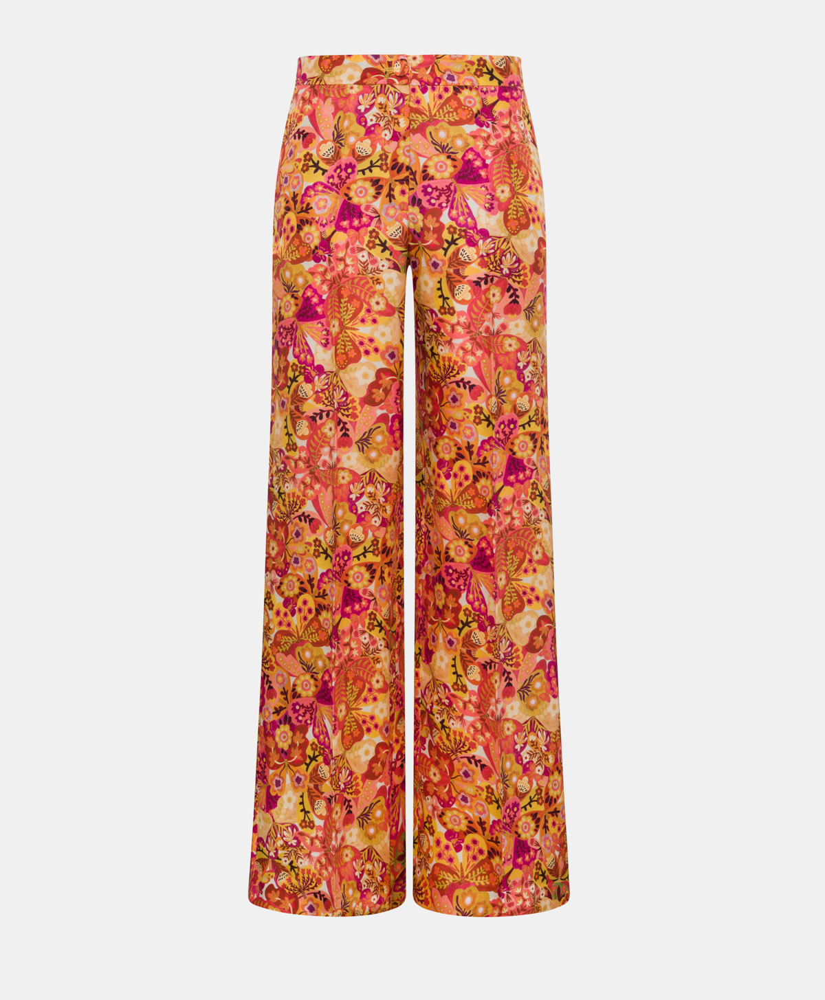 PANTALON CANDEO EN SERGÉ DE SOIE IMPRIMÉ - ROSE/BORDEAUX - Momonì