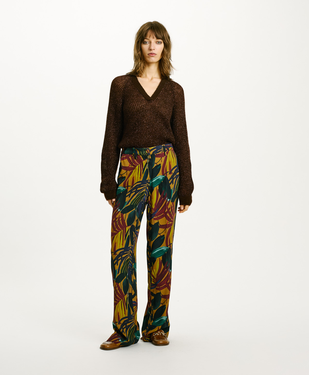 PANTALONI PACU EN CRÊPE DE VISCOSE IMPRIMÉ - HUILE MULTICOLORE - Momonì