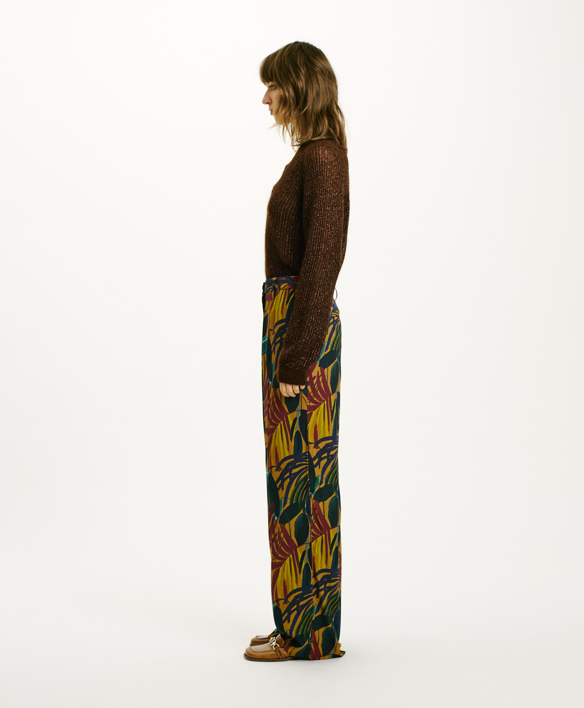 PANTALONI PACU EN CRÊPE DE VISCOSE IMPRIMÉ - HUILE MULTICOLORE - Momonì