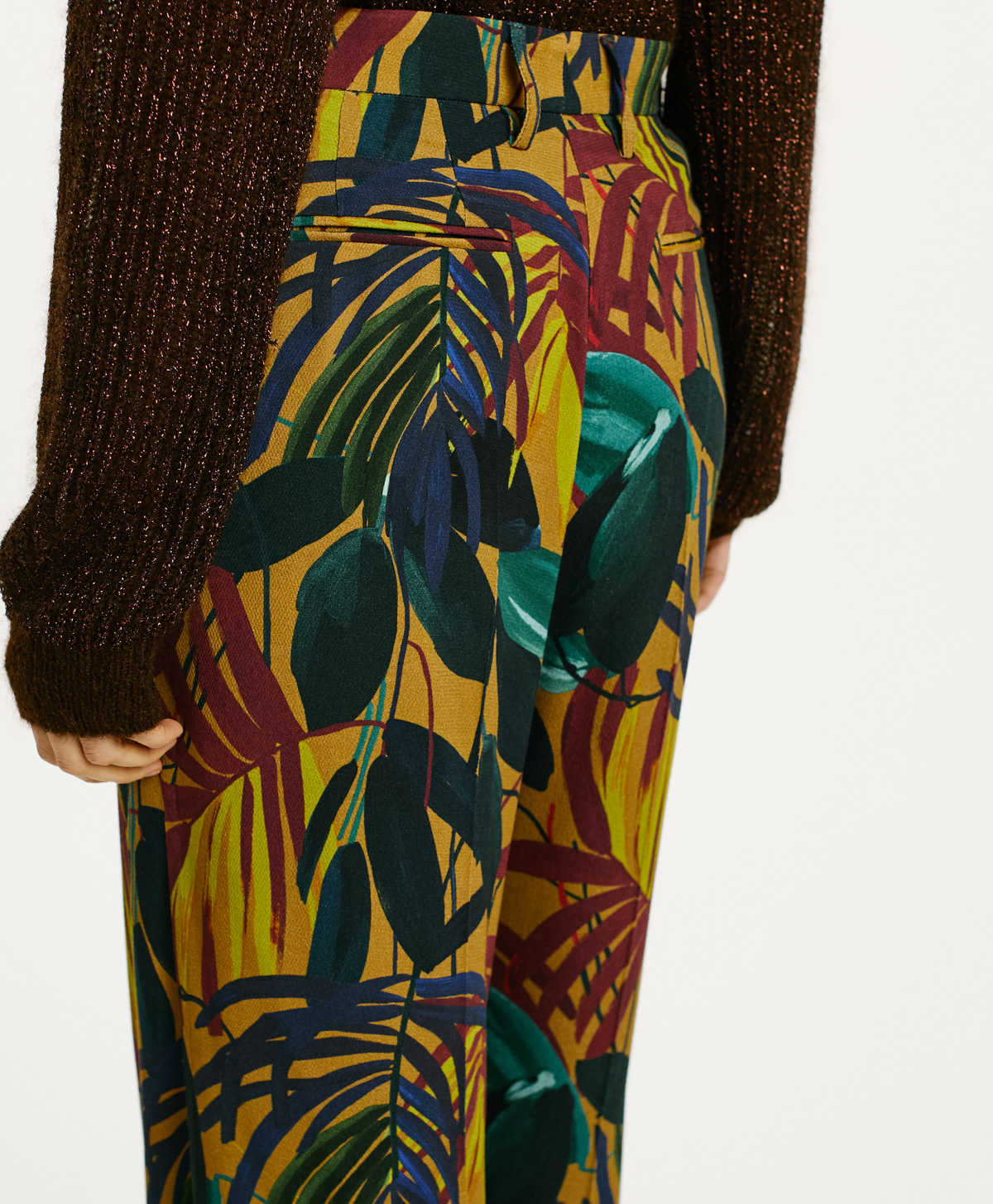 PANTALONI PACU EN CRÊPE DE VISCOSE IMPRIMÉ - HUILE MULTICOLORE - Momonì