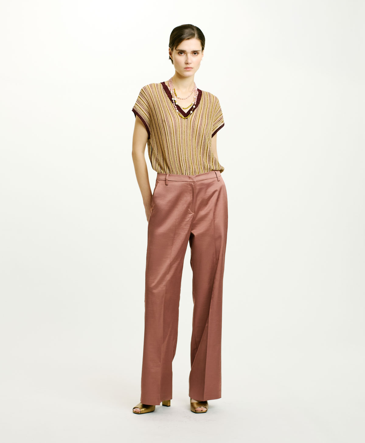 PANTI PANTS IN STRETCH COTTON/VISCOSE - MAUVE - Clothing - Momonì