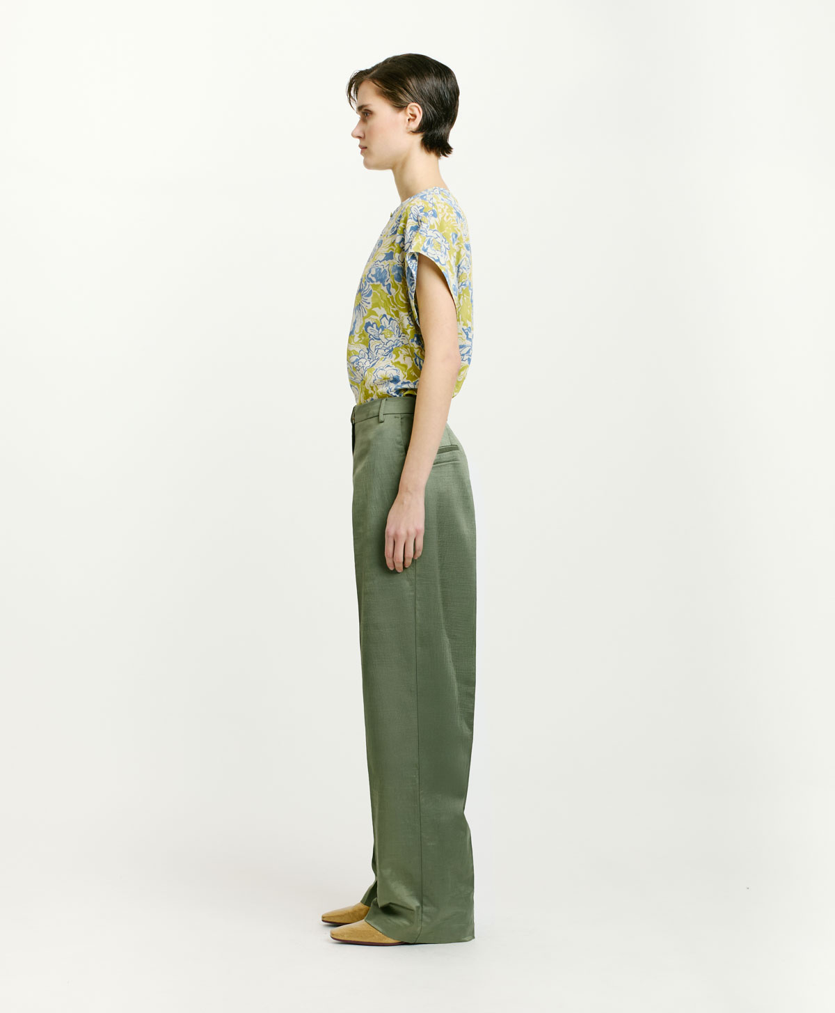 PANTI PANTS IN STRETCH COTTON/VISCOSE - SAGE GREEN - Momonì