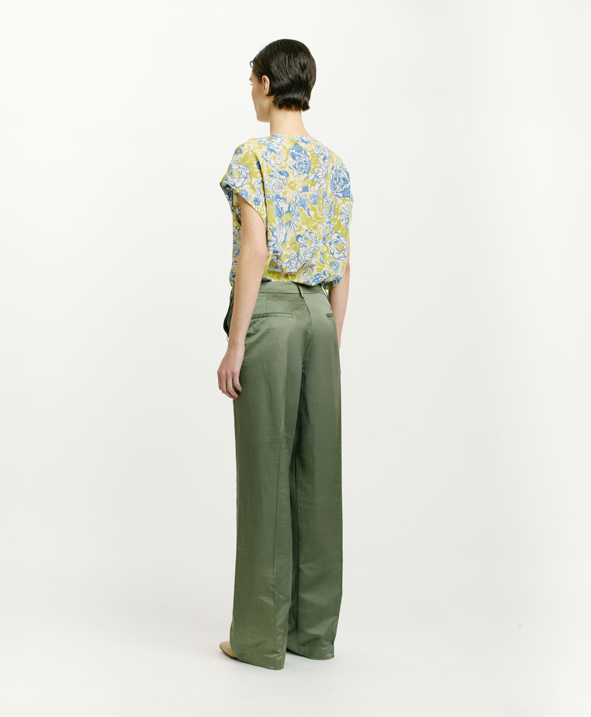 PANTI PANTS IN STRETCH COTTON/VISCOSE - SAGE GREEN - Momonì