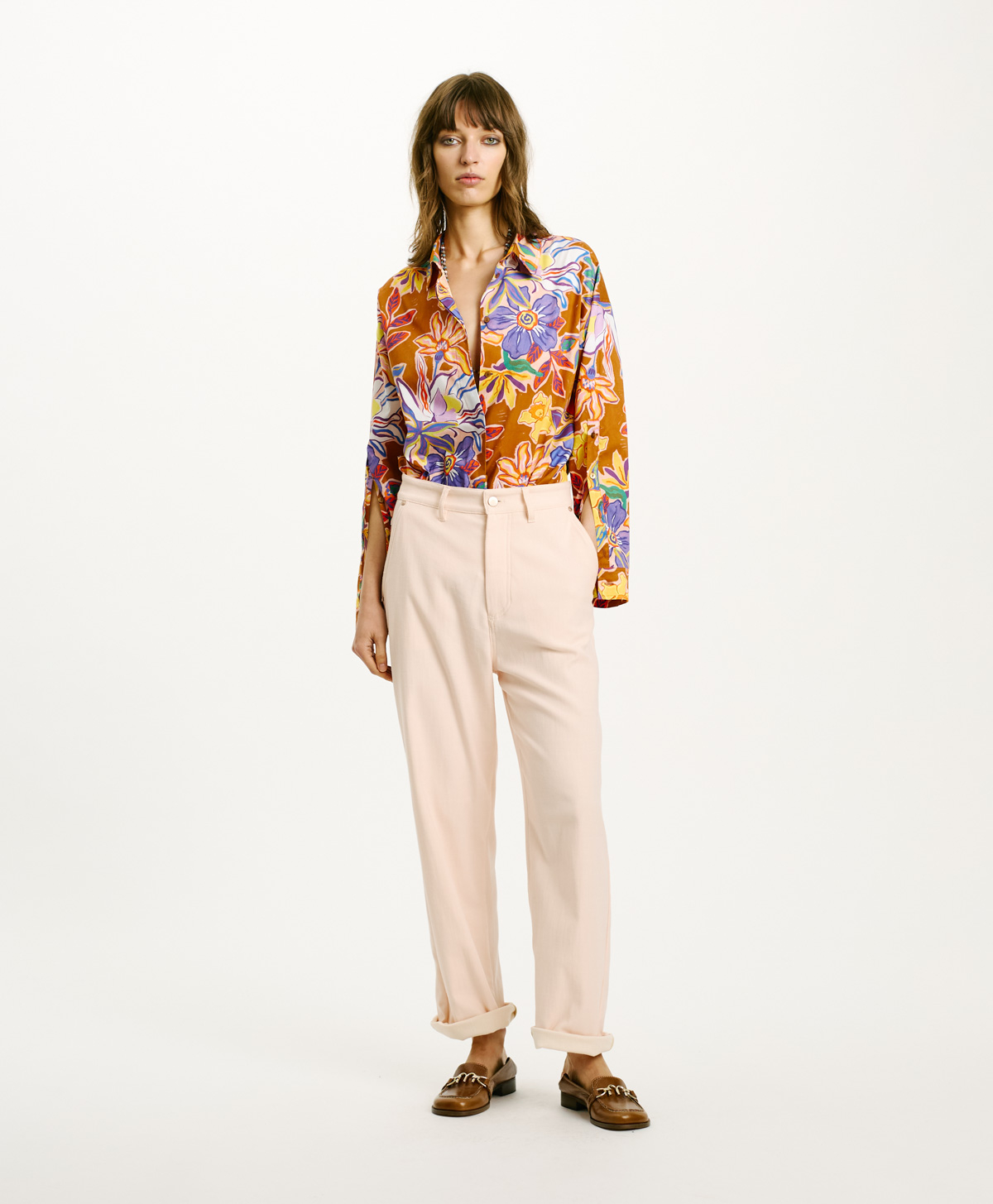 FUCSIA BIS PANTS IN SILK SATIN - BLOSSOM - Clothing - Momonì