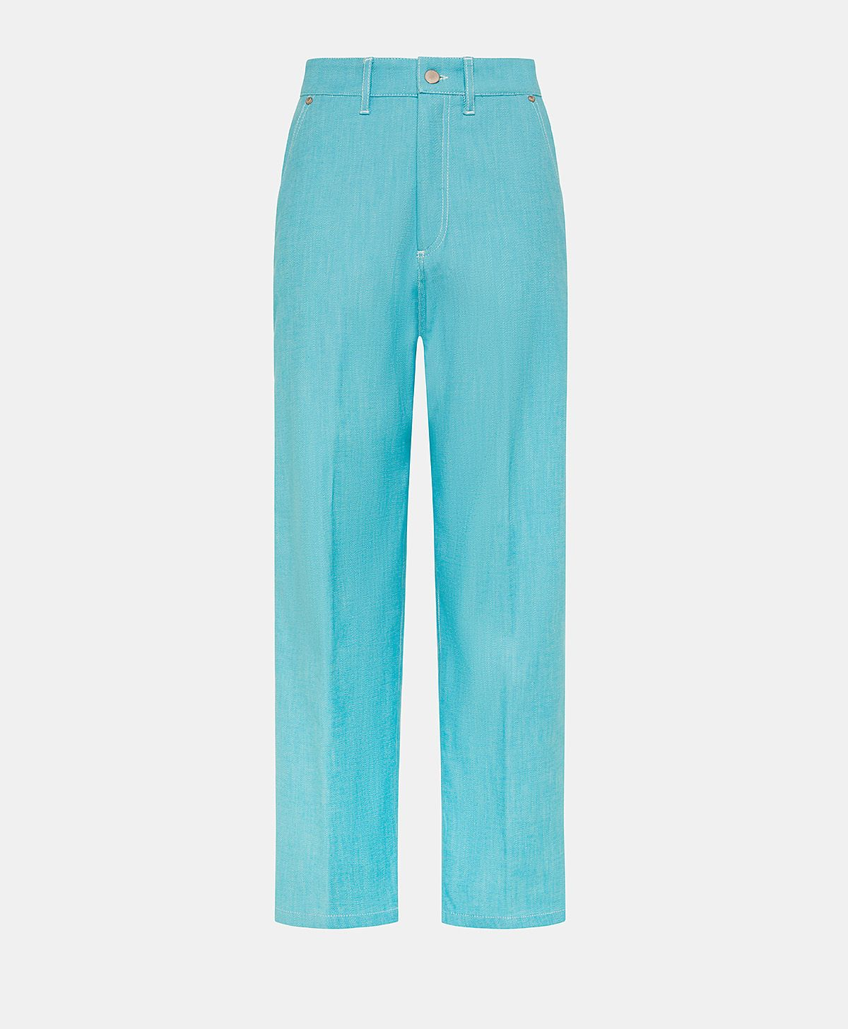 FUCSIA BIS STRETCH COLOURED DENIM PANTS - TURQUOISE - Clothing - Momonì