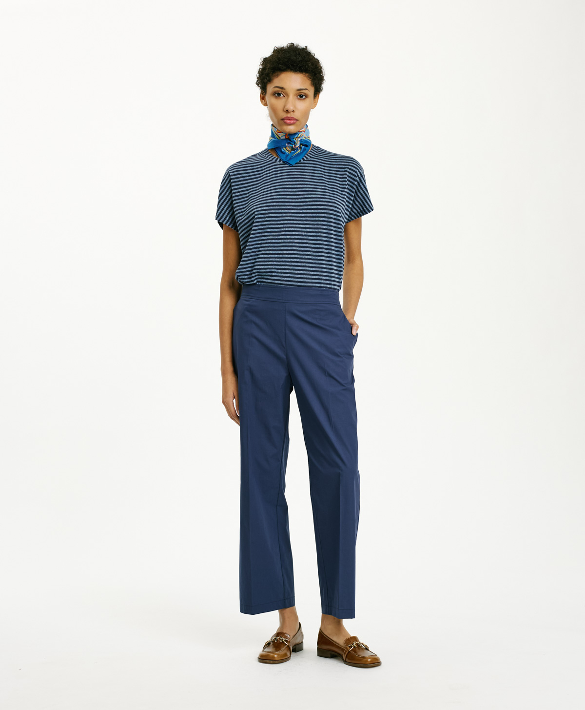 PANTALONI OITI IN POPELINE - BLU - Momonì