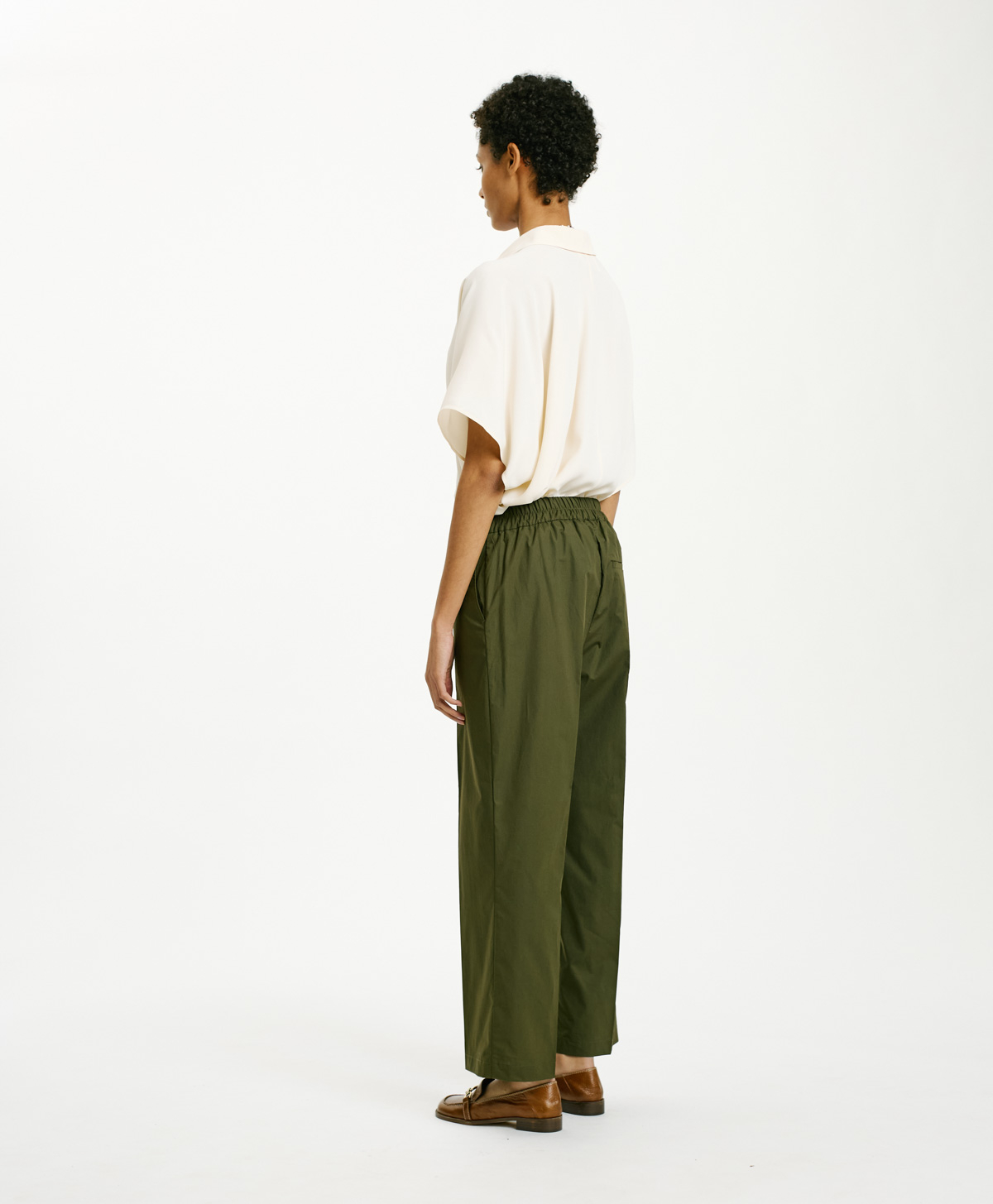 OITI PANTS IN POPLIN - MILITARY GREEN - Momonì