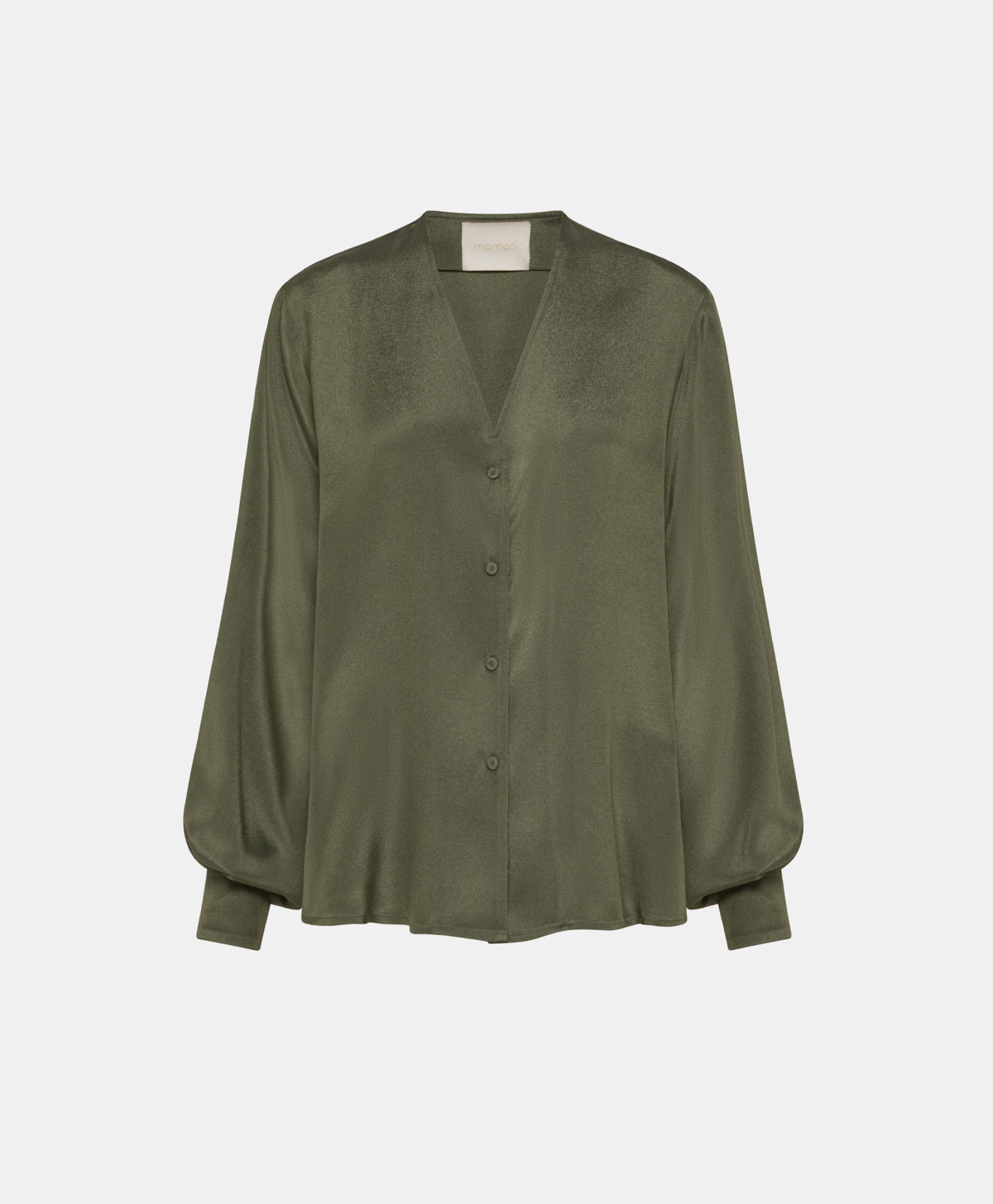 LENTINULA SHIRT IN SOLID COLOUR ACETATE SILK BLEND CREPE - SAGE GREEN - Momonì