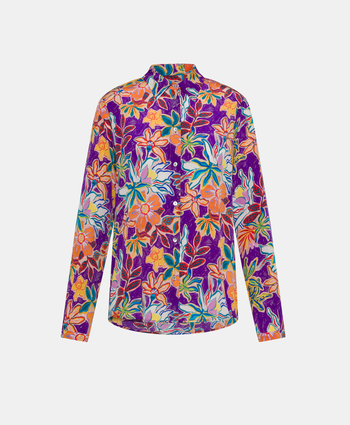 MEUDON IN SETA CREPE DE CHINE STAMPATA - MULTICOLOR VIOLA - Clothing - Momonì