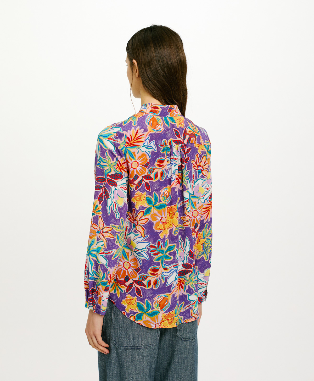 MEUDON SHIRT IN PRINTED SILK CREPE DE CHINE - MULTICOLOR PURPLE - Momonì