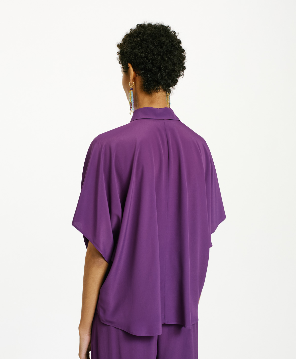 BROOKLYN SHIRT IN SOLID COLOUR ACETATE/SILK - VIOLET - Momonì