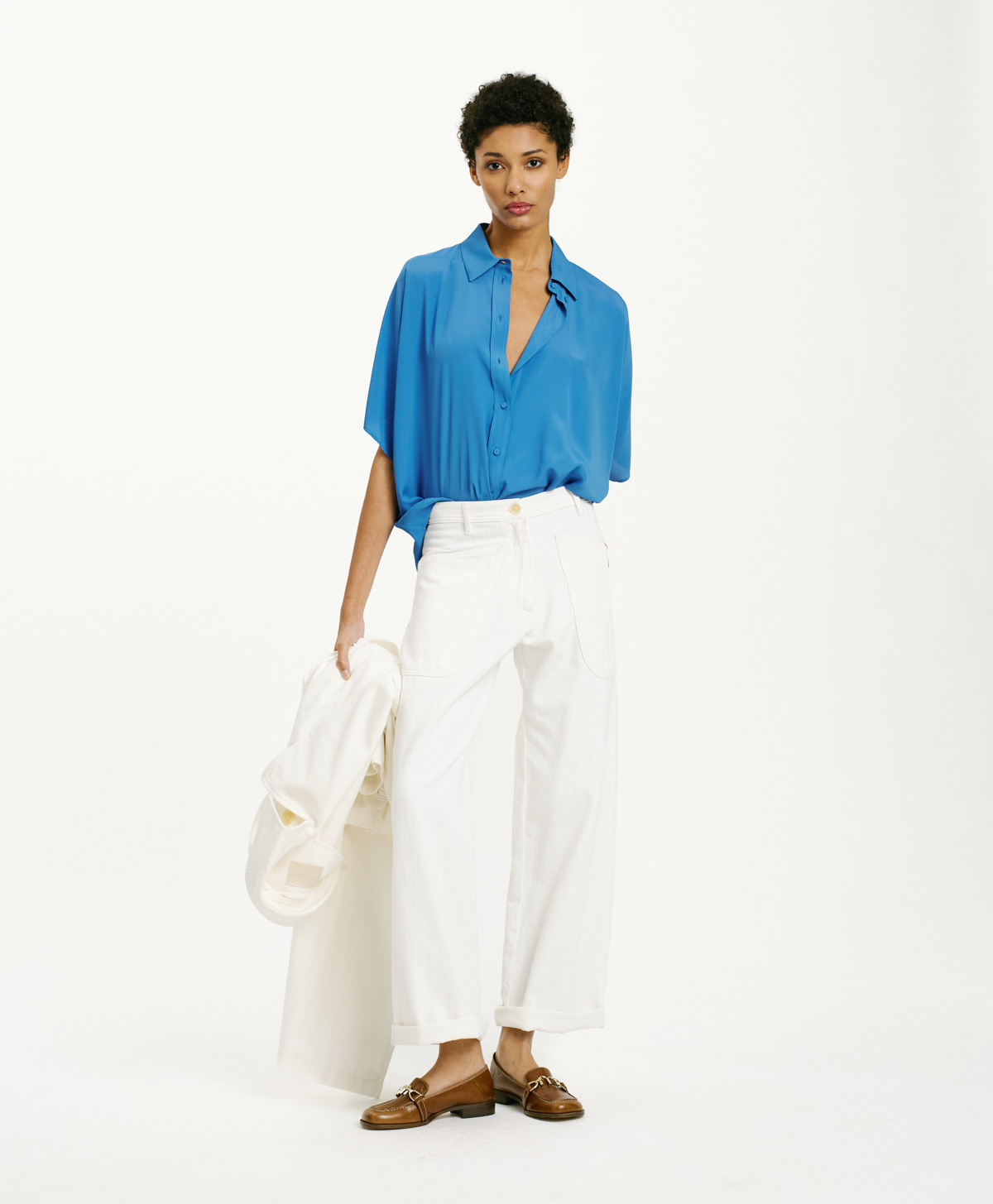 BROOKLYN SHIRT IN SOLID COLOUR ACETATE/SILK - COBALT - Clothing - Momonì