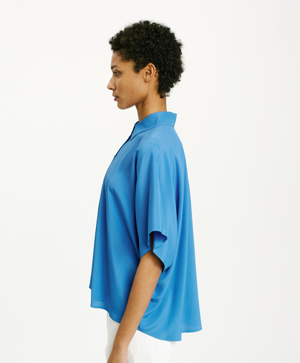 BROOKLYN SHIRT IN SOLID COLOUR ACETATE/SILK - COBALT - Momonì