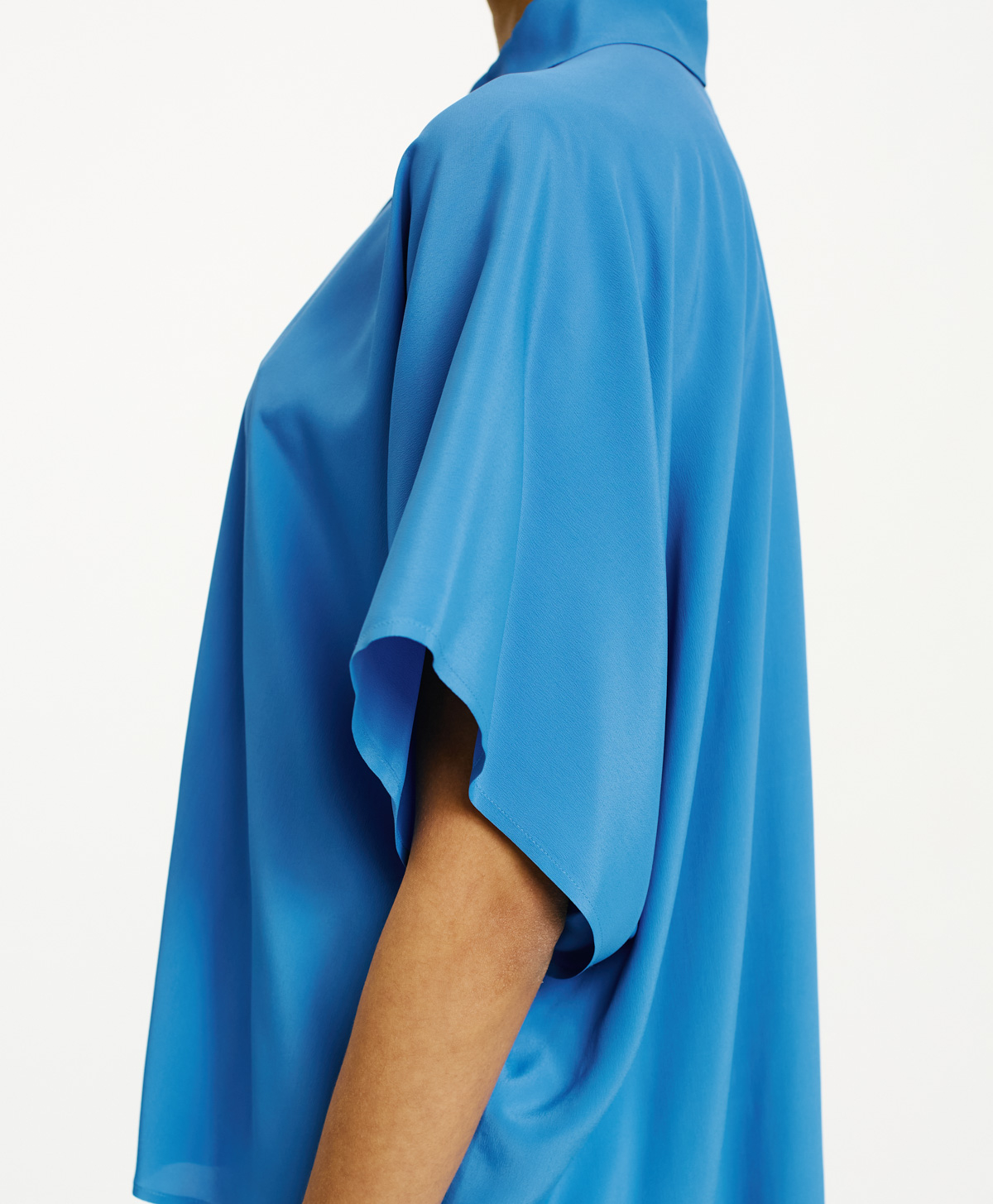 BROOKLYN SHIRT IN SOLID COLOUR ACETATE/SILK - COBALT - Momonì