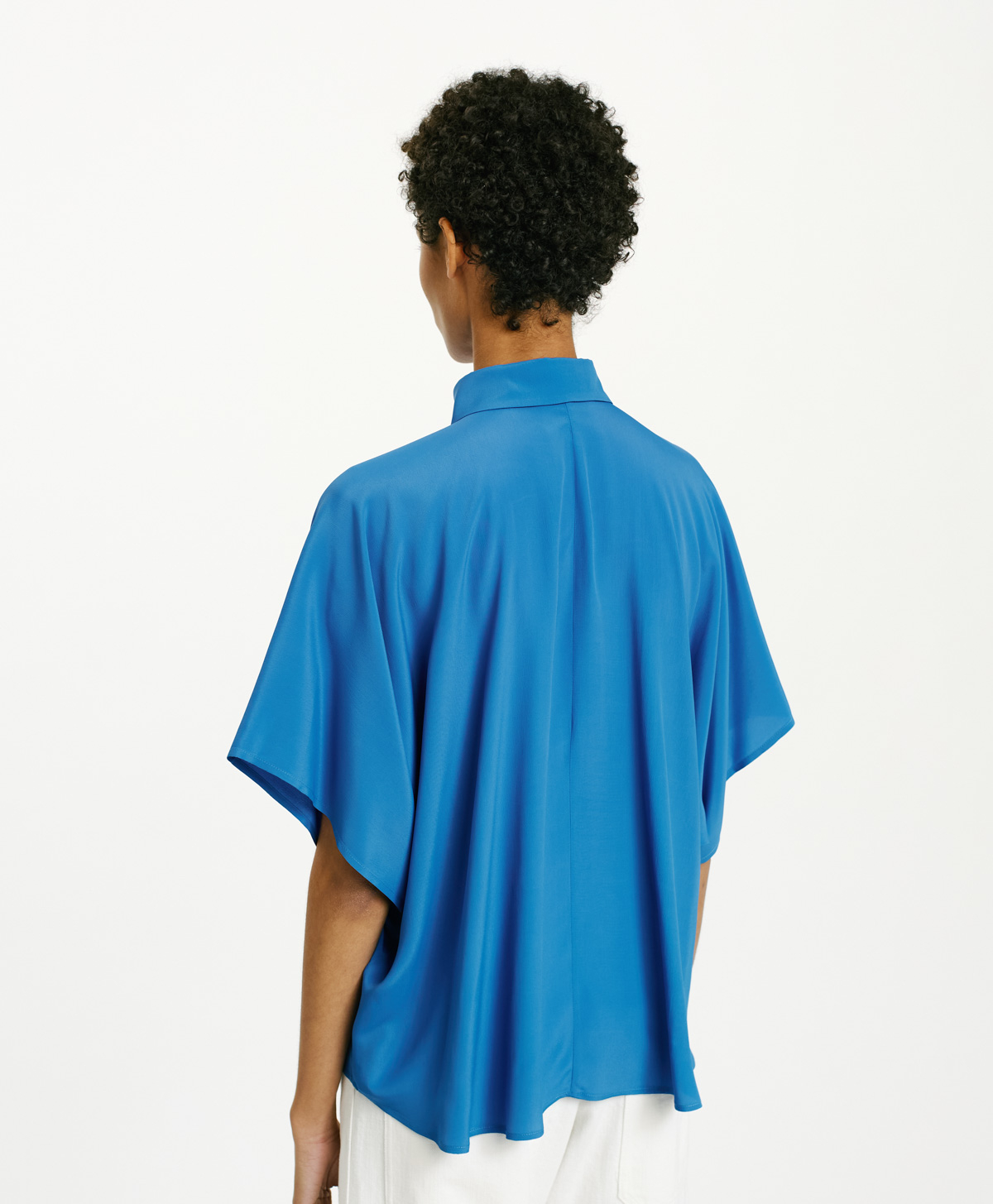 BROOKLYN SHIRT IN SOLID COLOUR ACETATE/SILK - COBALT - Momonì