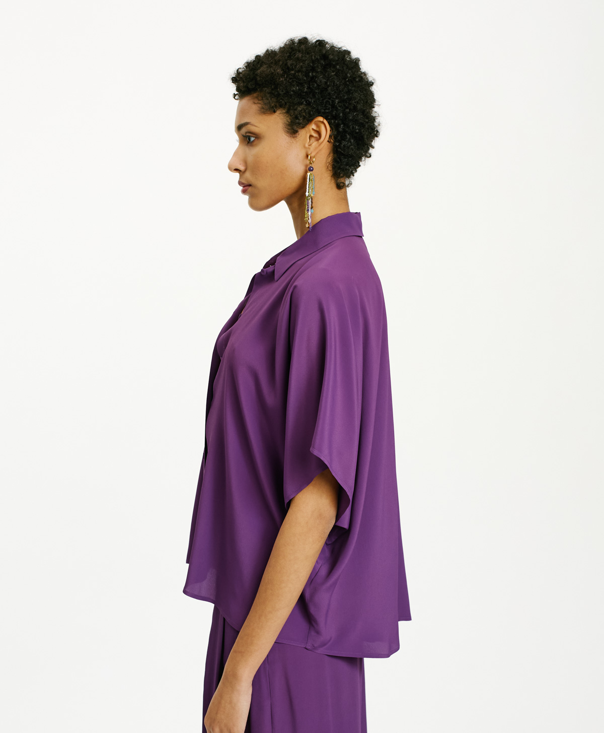 BROOKLYN SHIRT IN SOLID COLOUR ACETATE/SILK - VIOLET - Momonì