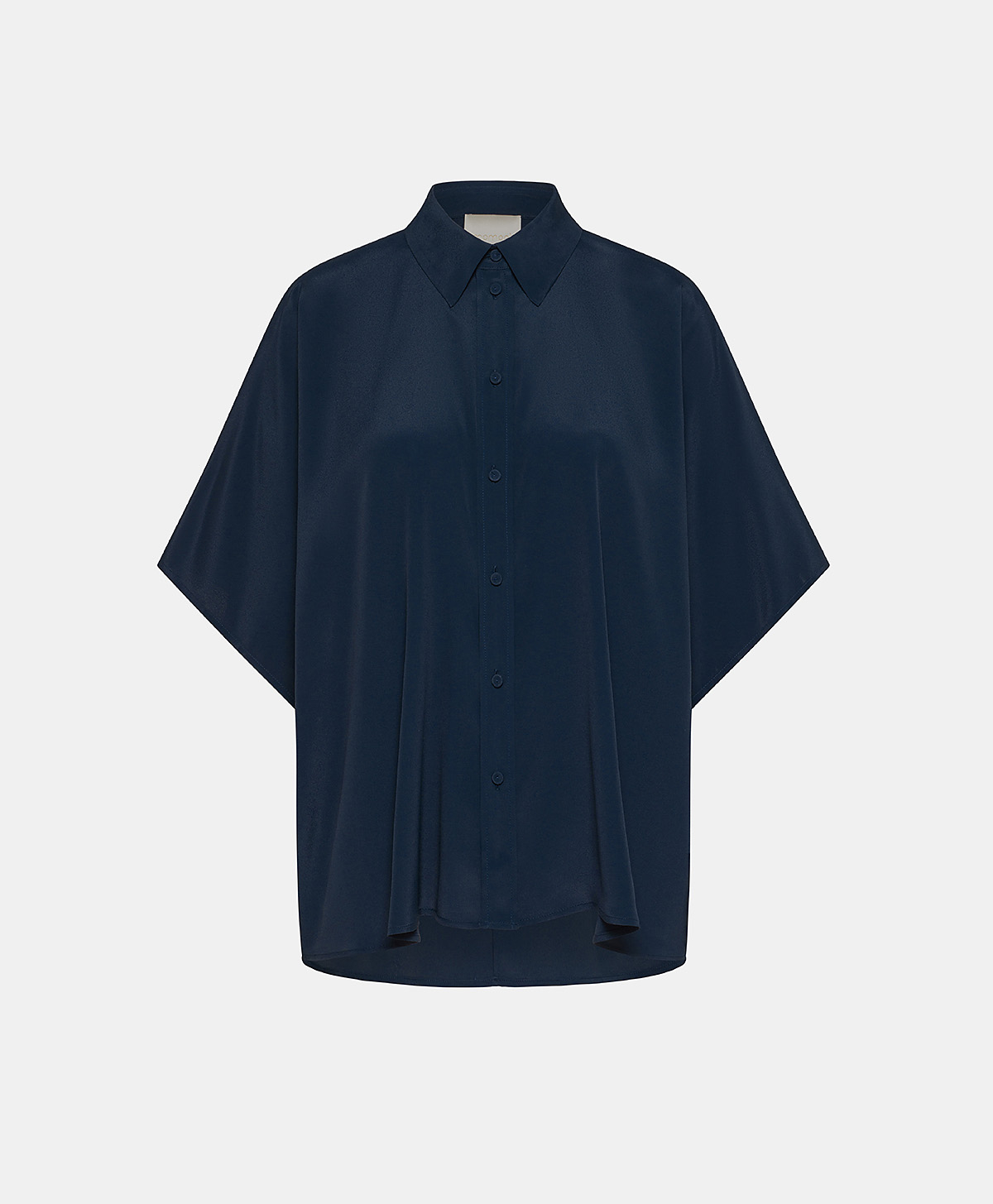 CAMISA BROOKLYN EN ACETATO SEDA LISA - AZUL NOCHE - Momonì