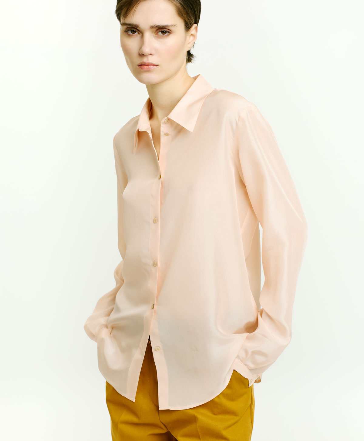 ALICIA SHIRT IN HABUTAI SILK - BLOSSOM - Momonì