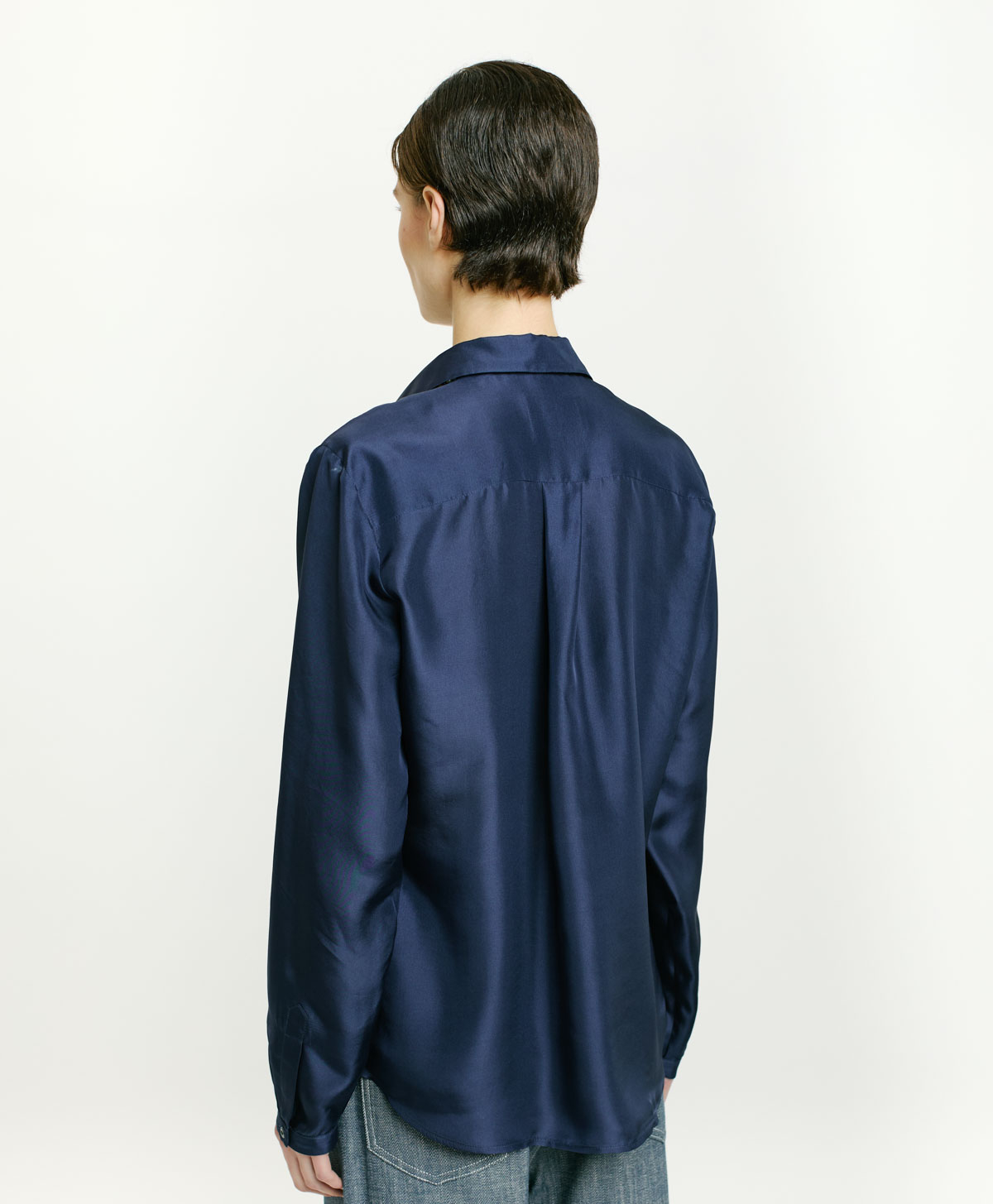 CHEMISIER ALICIA EN HABOTAI DE SOIE - BLEU NAVY - Momonì