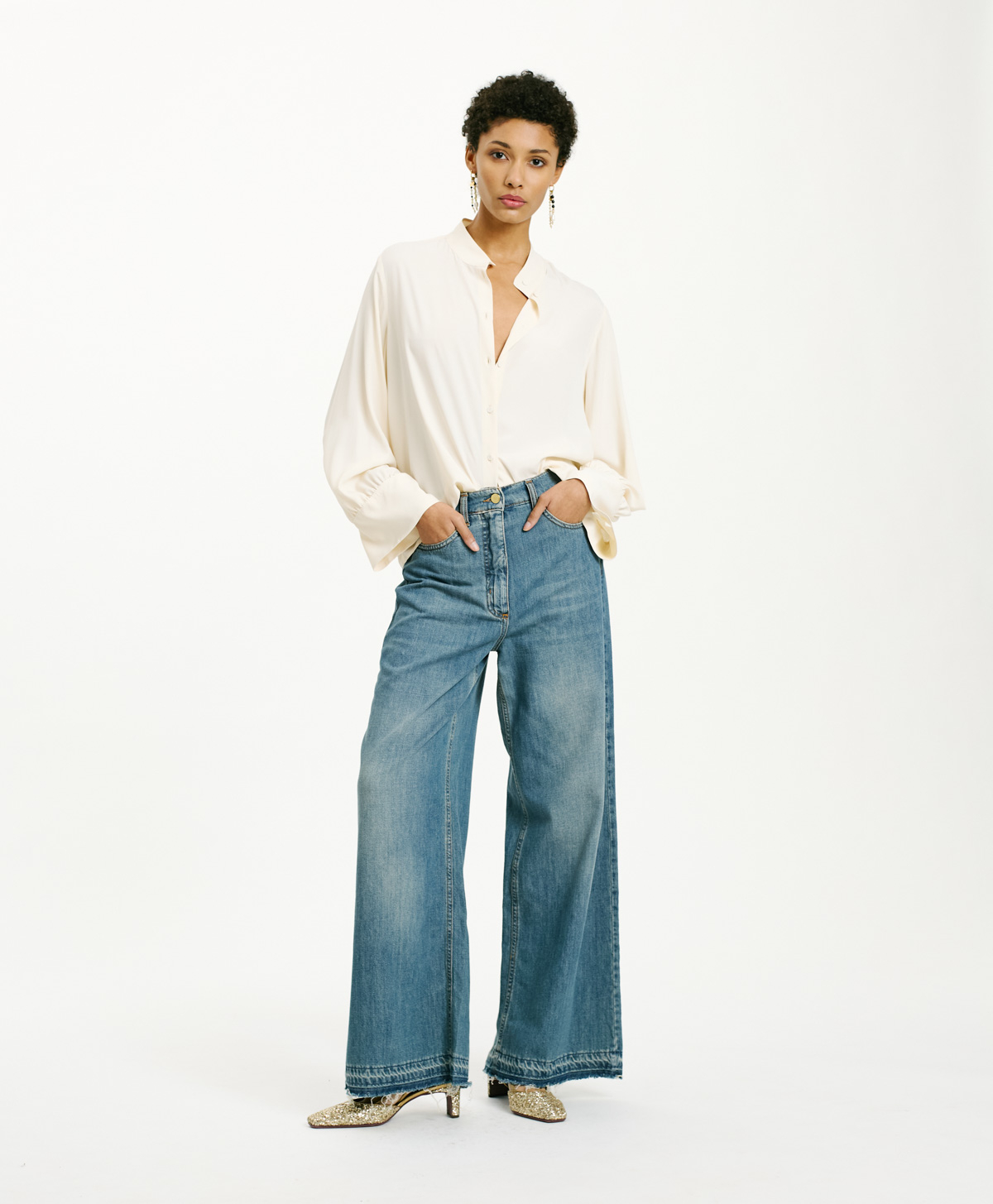 FRANKLYN SHIRT IN SOLID COLOUR ACETATE/SILK - CREAM - Clothing - Momonì