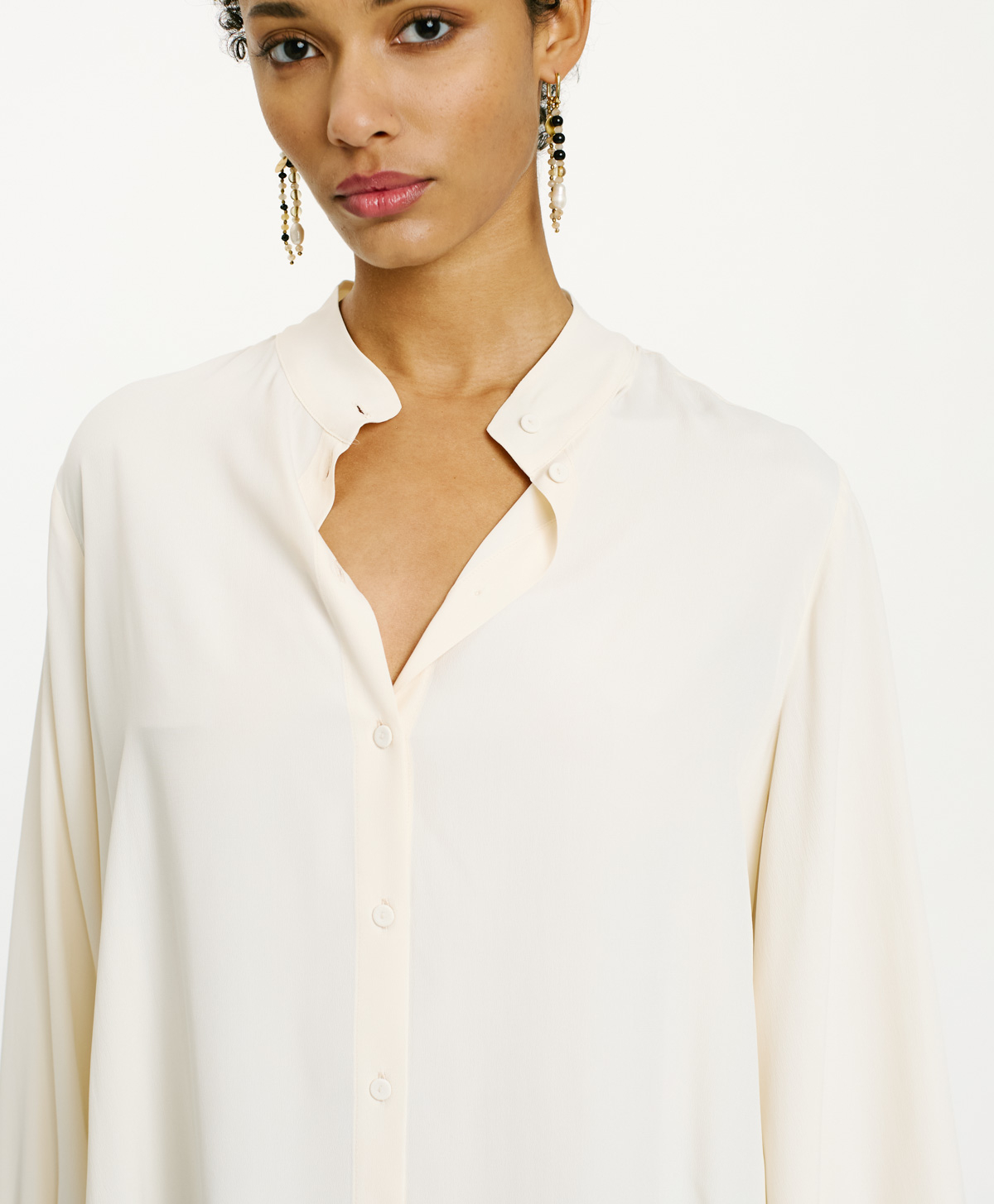 FRANKLYN SHIRT IN SOLID COLOUR ACETATE/SILK - CREAM - Momonì