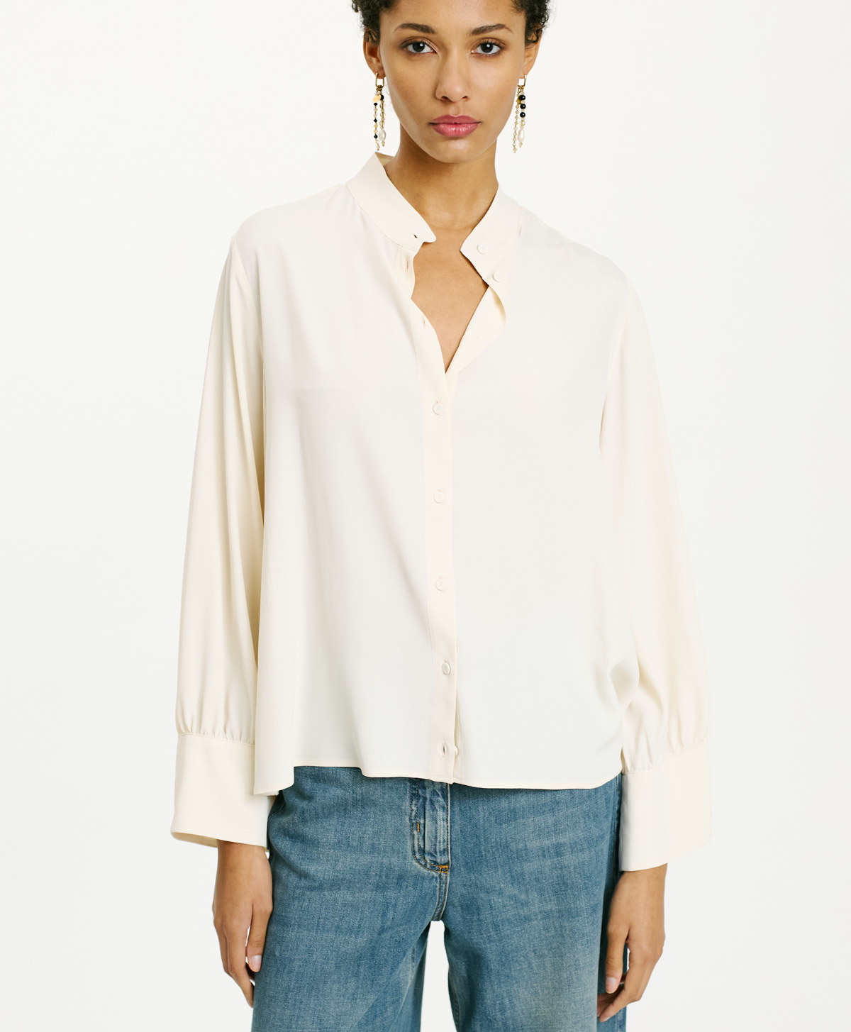 FRANKLYN SHIRT IN SOLID COLOUR ACETATE/SILK - CREAM - Momonì