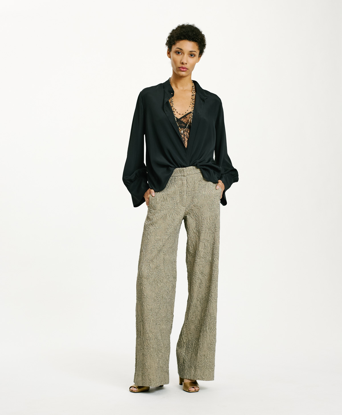 FRANKLYN SHIRT IN SOLID COLOUR ACETATE/SILK - BLACK - Clothing - Momonì