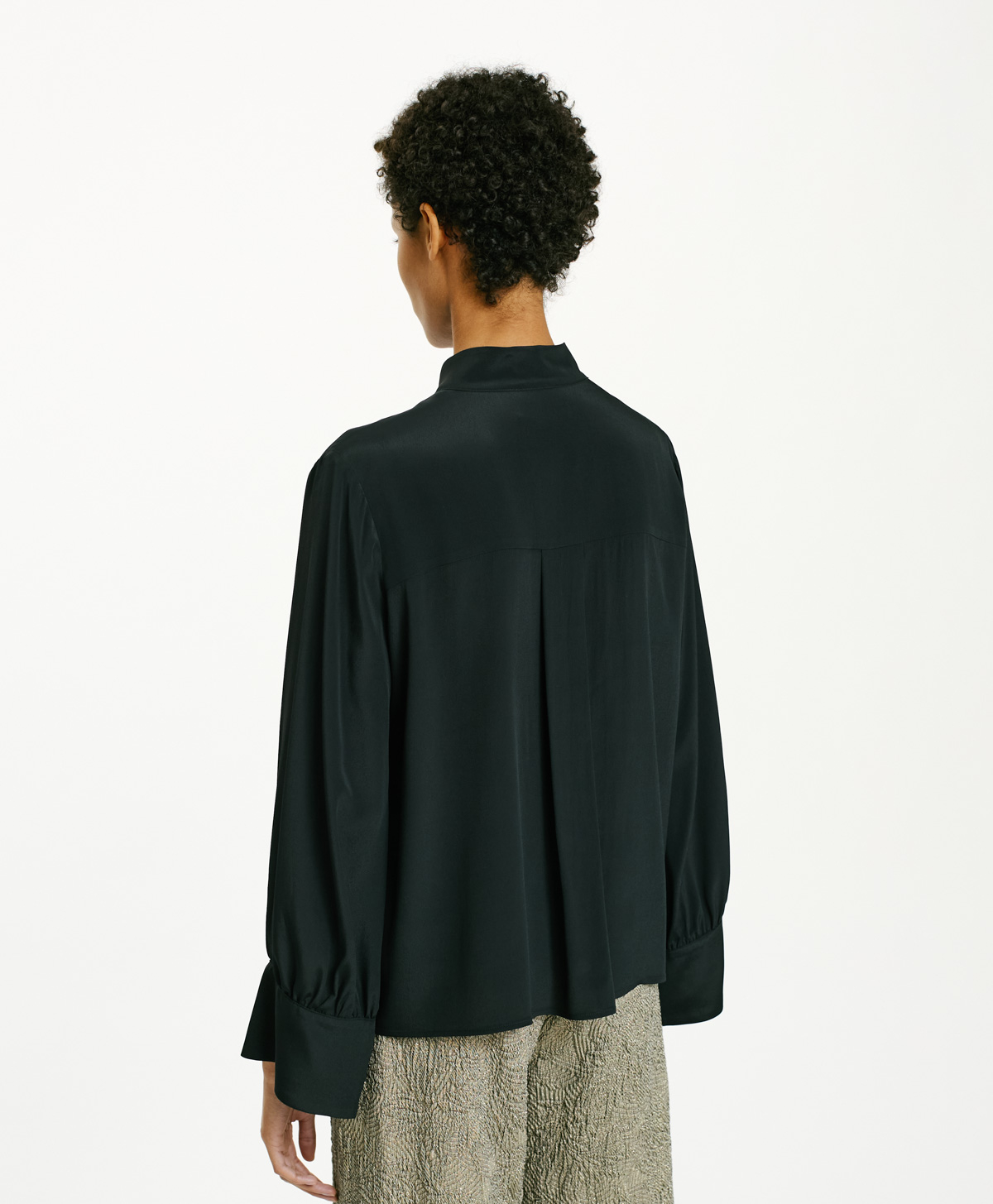 FRANKLYN SHIRT IN SOLID COLOUR ACETATE/SILK - BLACK - Momonì