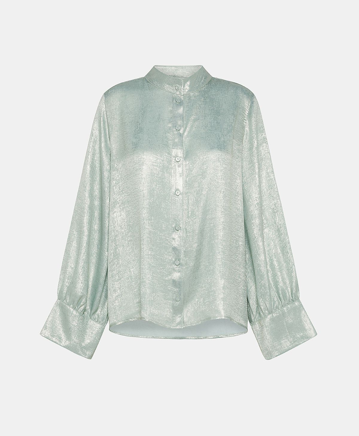 FRANKLIN SHIRT IN FLUID LAMINATED FABRIC - AQUAMARINE - Clothing - Momonì