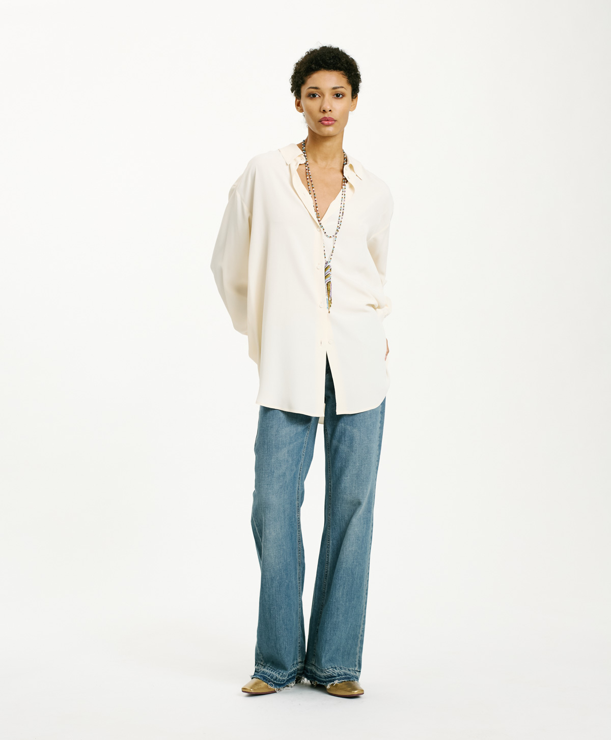 CAMICIA HAMACAS IN ACETATO SETA - PANNA - Clothing - Momonì