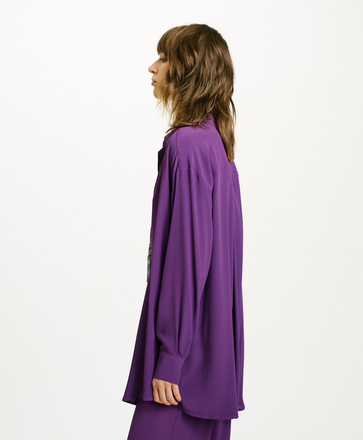 CHEMISIER HAMACAS EN ACÉTATE DE SOIE - VIOLET - Momonì