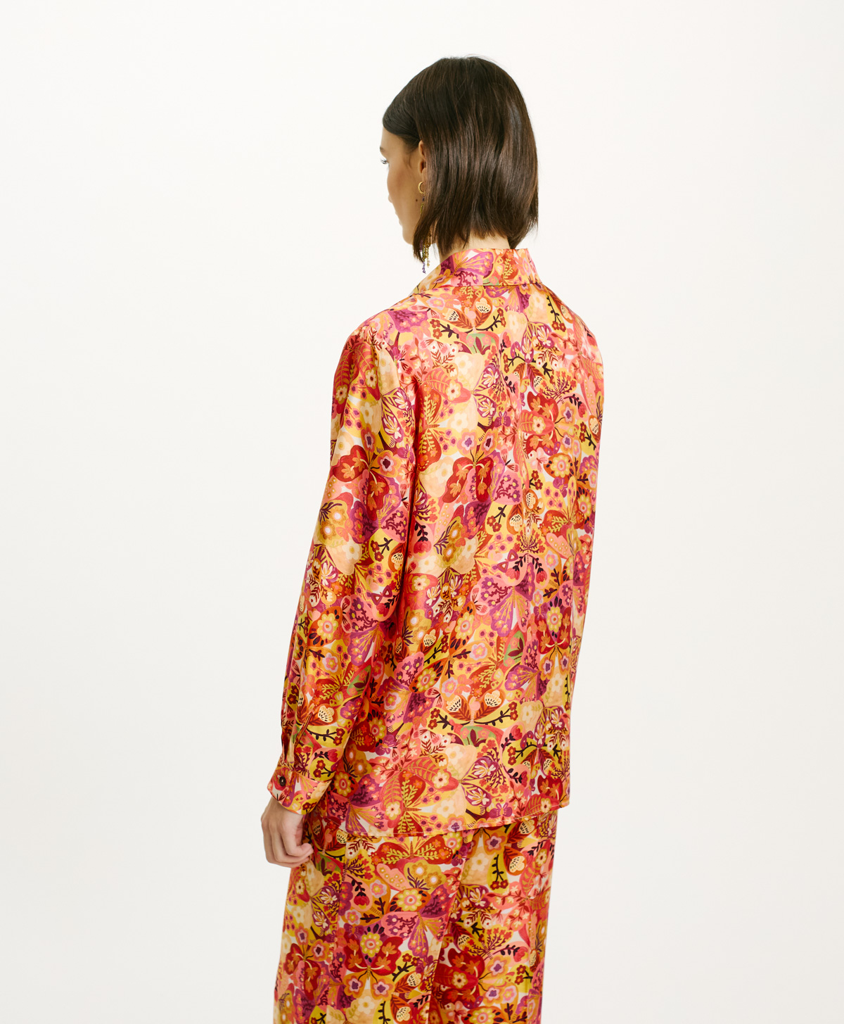 PAPAYA SHIRT IN PRINTED SILK TWILL - PINK/BORDEAUX - Momonì