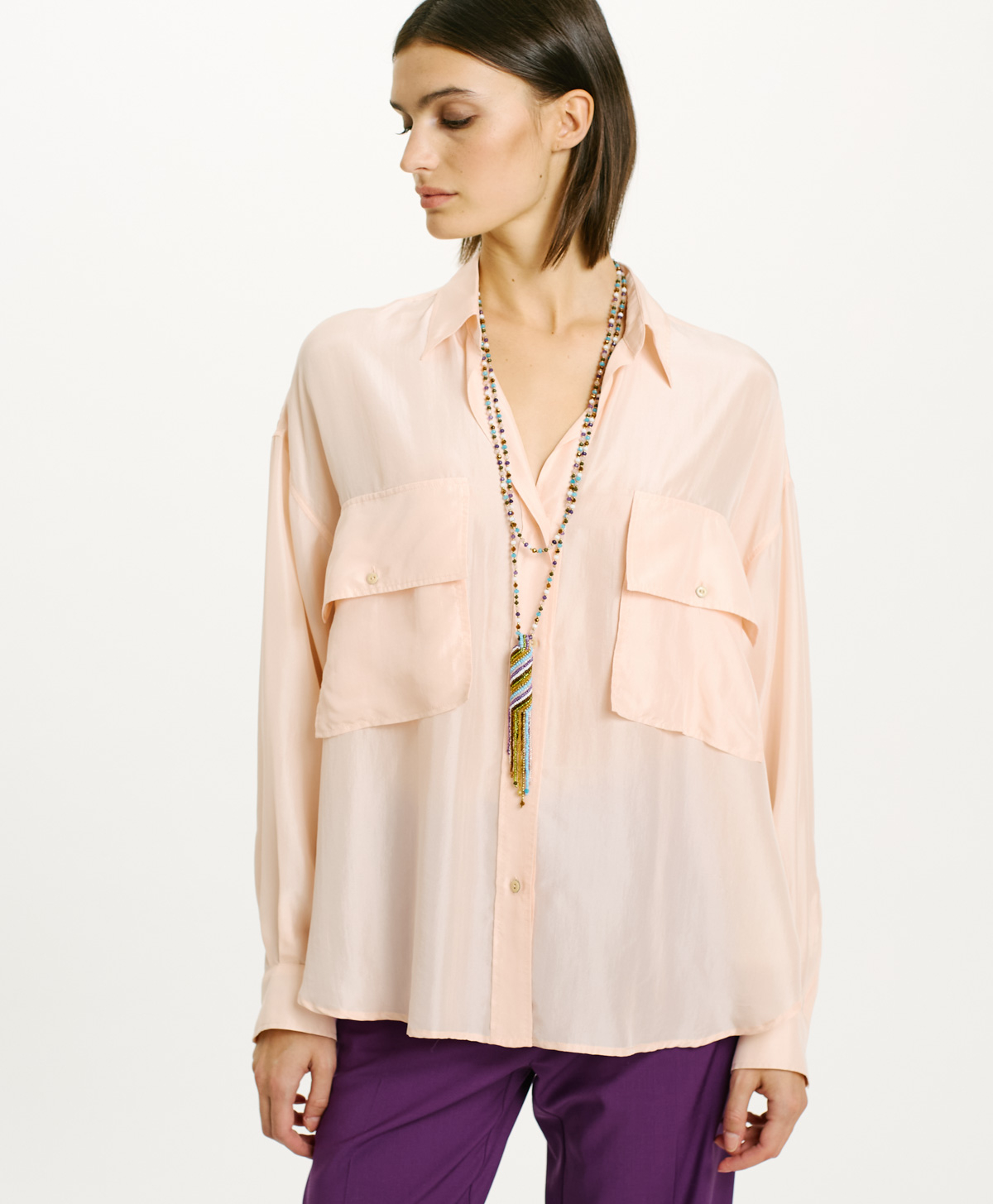 PITANGA SHIRT IN HABUTAI SILK - BLOSSOM - Momonì