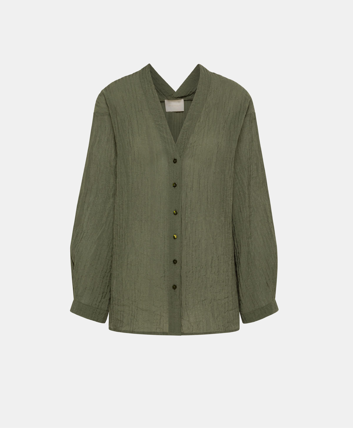 SERRANIA SHIRT IN GOFFERED VISCOSE - SAGE GREEN - Clothing - Momonì