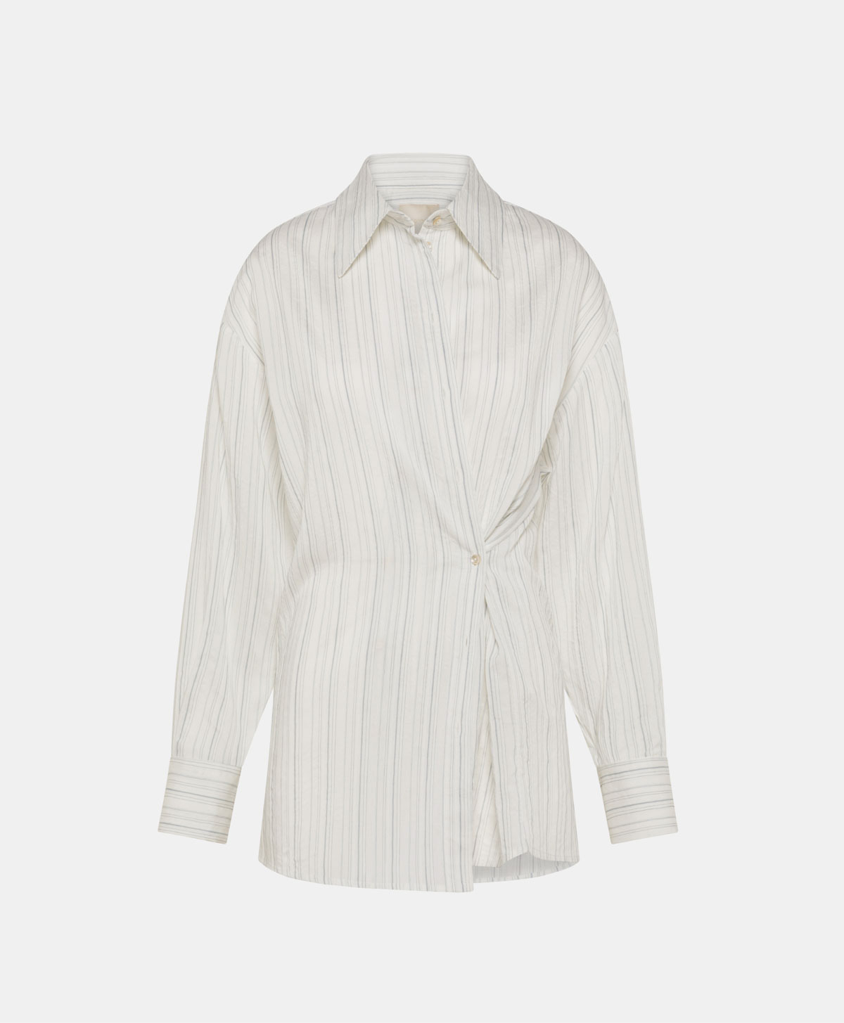 TITI SHIRT IN SILK/COTTON VISCOSE - CREAM/BLUE - Clothing - Momonì