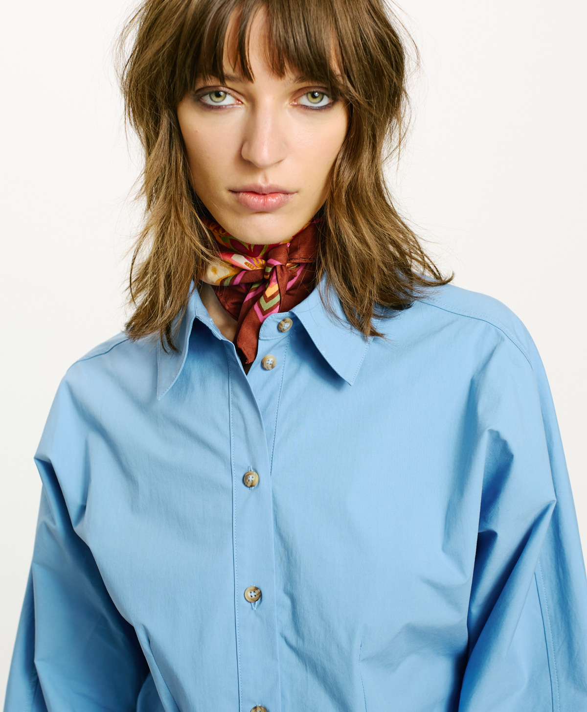 NIL SHIRT IN STRETCH POPLIN - SKY BLUE - Momonì