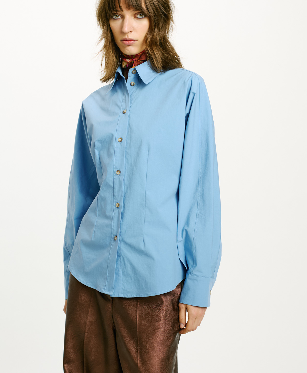 NIL SHIRT IN STRETCH POPLIN - SKY BLUE - Momonì