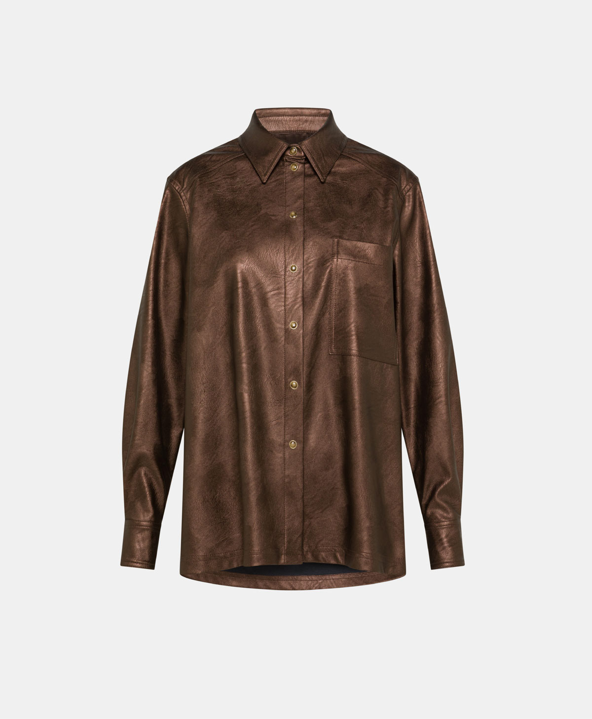 AURA SHIRT IN ECO-LEATHER - CHOCOLATE - Clothing - Momonì