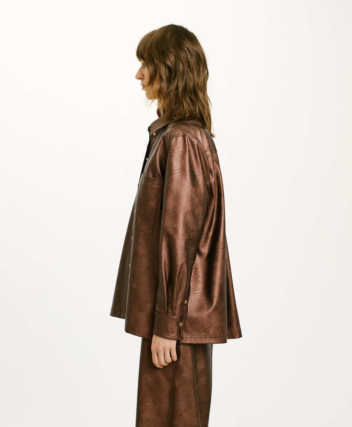 CHEMISE AURA EN ÉCO-CUIR - CHOCOLAT - Momonì