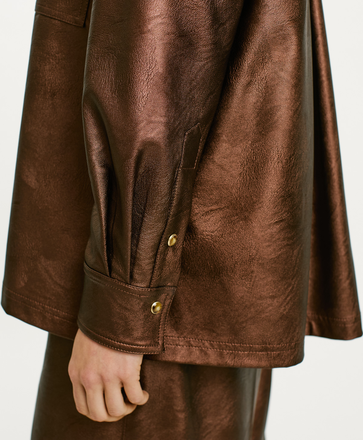 CHEMISE AURA EN ÉCO-CUIR - CHOCOLAT - Momonì