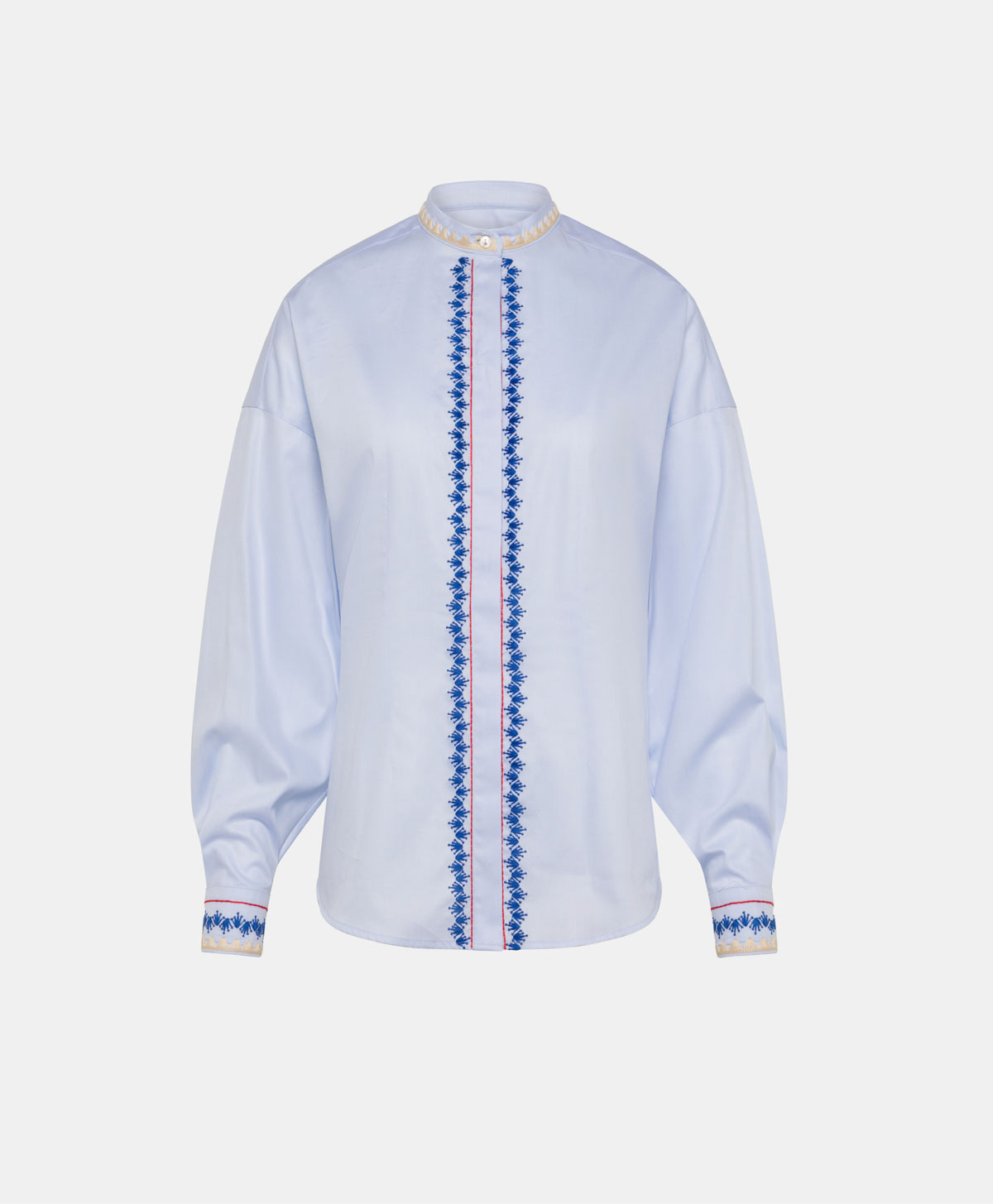 ABA SHIRT IN EMBROIDERED FIL A' FIL COTTON - SKY BLUE - Clothing - Momonì
