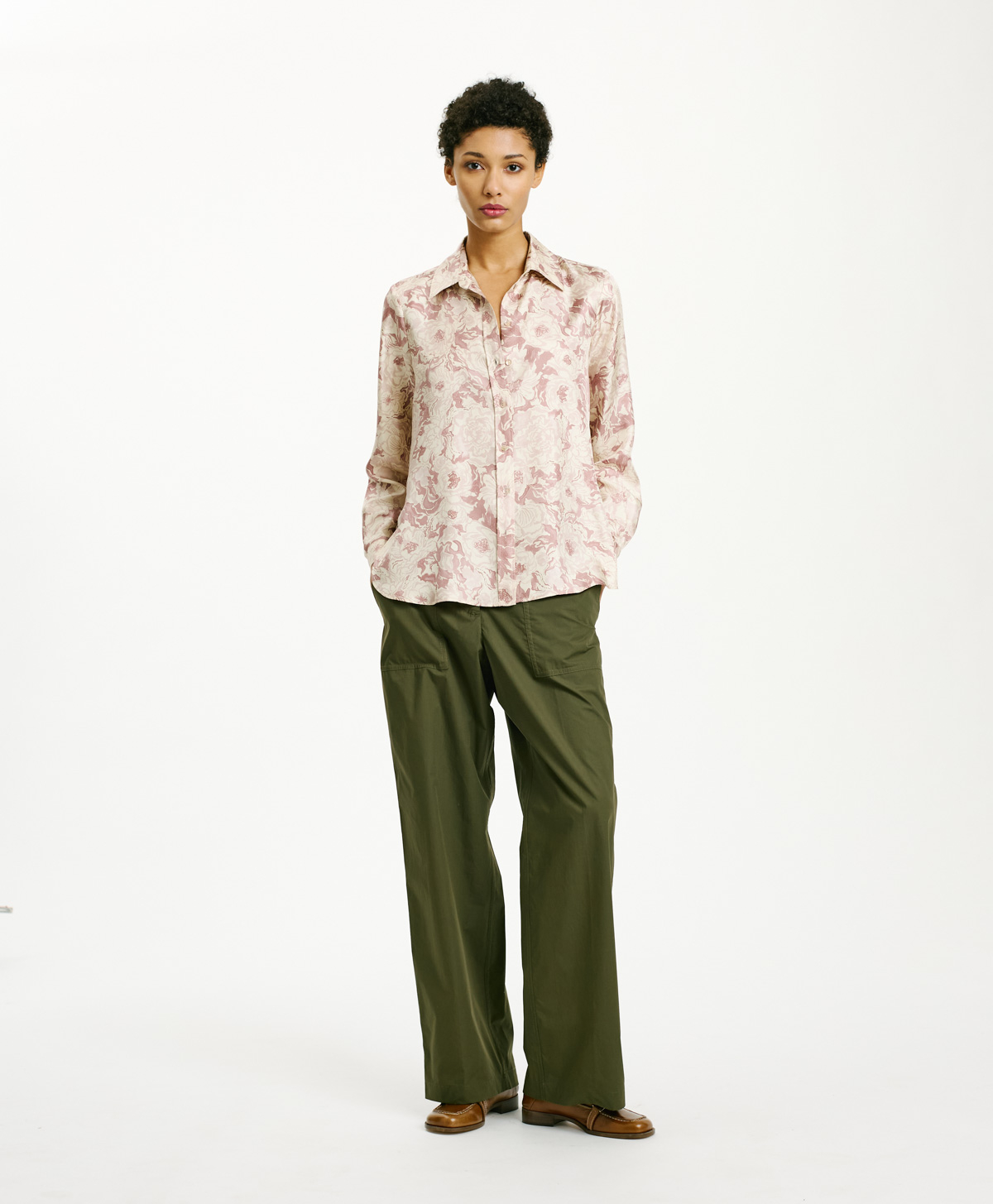 ARLES SHIRT IN PRINTED SILK TWILL - PINK/BEIGE - Clothing - Momonì